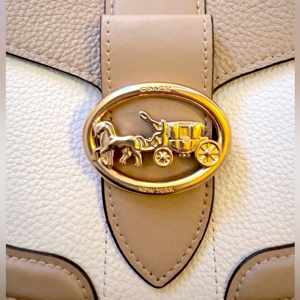 Coach Georgie Saddle Crossbody Bag Taupe Multi $350 - Picture 4 of 8